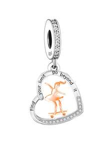 1 件极简主义 925 纯银卡通娃娃造型吊坠珠 DIY 纪念品男女通用生日礼物 - 銀色 - 查看 1