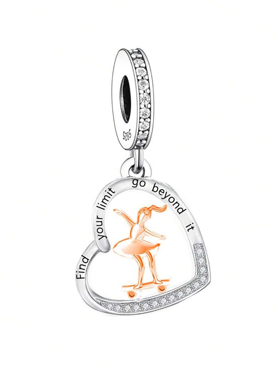 1 件极简主义 925 纯银卡通娃娃造型吊坠珠 DIY 纪念品男女通用生日礼物 - 銀色 - 查看 1