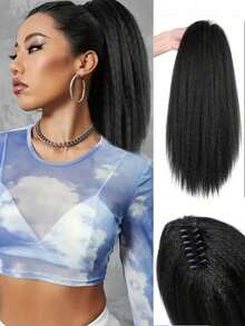 12 Inch Women's Clip-On Straight Hair Natural High Ponytail, Imitation Medium Length Ponytail Wig, Suitable For Women's Daily Wear - Multicolor - View 11