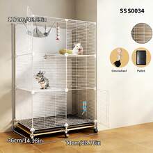 3-Tier Mobile Ferret Cage With Wheels, Pull-Out Tray, Suitable For Multi-Layer Pet Villa - Multicolor - View 10