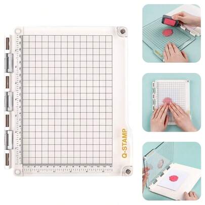8x9.3inch Quick-Stamp Platform With Grip Mat For Stamps ; Stamps Positioning Tool For Accurate Craft Stamping ,Scrapbooking, DIY Card Making; Easy Stamping And Printing Tool