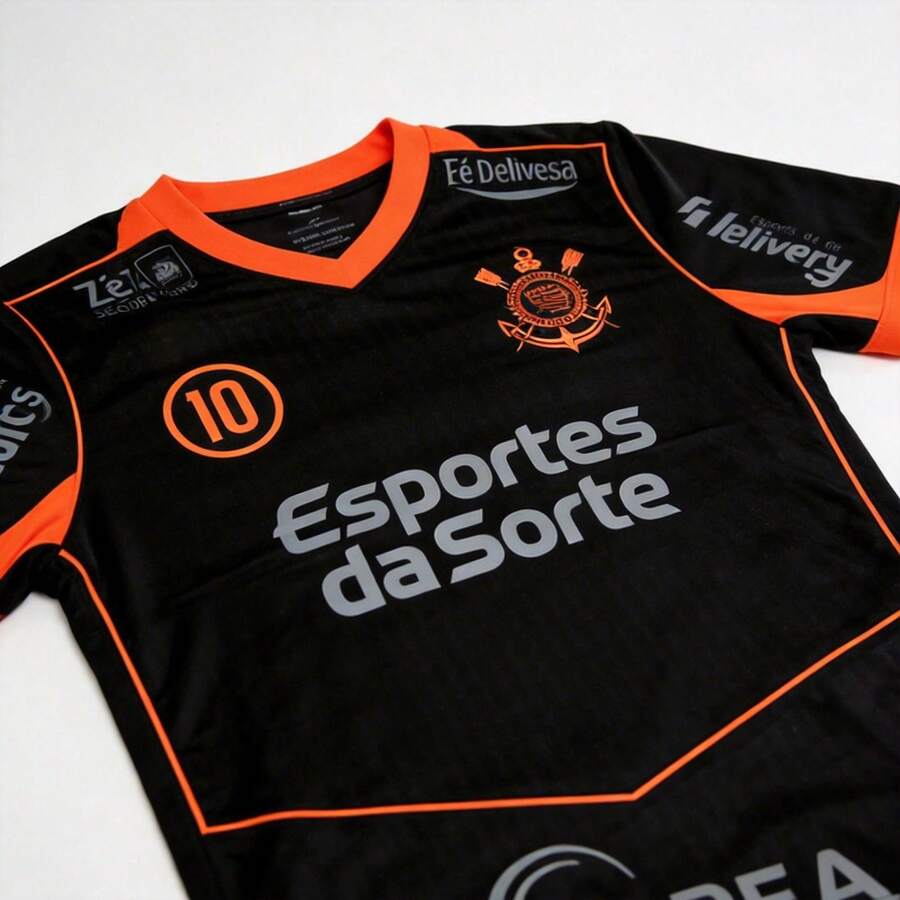 Corinthians Black And Orange Away Sports Jersey 2025/26 Season - Đen và Cam (SCPC) - Xem 1