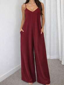 Duna Long Jumpsuit With Wide Legs - Màu Tím - Xem 2