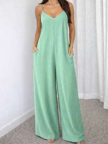 Duna Long Jumpsuit With Wide Legs - 薄荷綠 - 查看 2