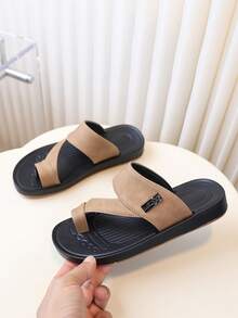 儿童时尚拖鞋 / 儿童夏季时尚舒适轻便软底人字拖凉鞋 - 卡其色 - 查看 3