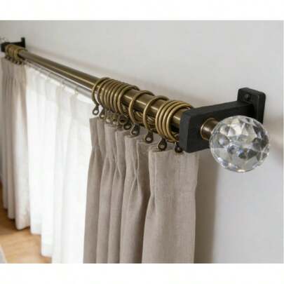 Set van 1 gordijnroede - 3 decoratieve eindstukken, gordijnroede met bijpassende ringen en beugels, eenvoudige installatie en elegant ontwerp, perfect voor je interieur.