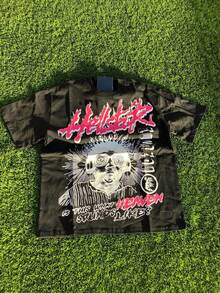 Men's 100% Cotton Graphic Tee, Crew Neck Short Sleeve Casual T-Shirt With Pink Flame Graphic,Is This What Heaven Sounds Like Slogan, Y2K Streetwear, Comfortable Soft & Breathable For Summer, Daily Wear & Going Out, Regular Fit, Durable Fabric, Ideal Gifts For Men - 黑色 - 查看 1