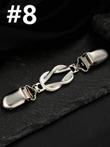 Prendedor de cinto vintage feminino para suéter/cardigã - Estampa de folha prateada. Ideal para usar com suéteres, xales, cardigãs, cachecóis e golas. Perfeito para presentear no dia a dia. - Prata - Ver 9
