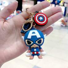 1pc [Marvel Fans Cool Style] Blue, White, And Red Silicone Dolls+Shield Pendants, Keychains, Bag Decorations/Holiday Gifts New Year's Gift, Valentine's Day Gift, Easter Gift (Stochastic Style) - Multicolor - View 2
