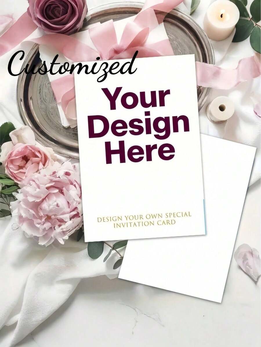 定制邀请函 | 个性化纸质邀请函，适用于婚礼、洗礼、生日派对、订婚、小型公司活动，含信封 - 彩色 - 查看 1