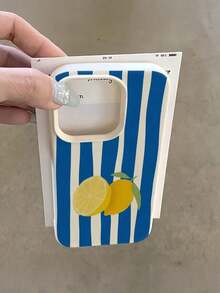 1 Piece White And Blue Striped Lemon Slice TPU Full Coverage Shockproof Phone Case Compatible With IPhone 16, 15, 14, 13, 12, 11 Pro Max, Series, CoversValentine's Day Gift,Simple Retro Fashionable Cute Phone Case - Kiểu 4 (1 chiếc) - Xem 20