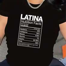 Funny Latin Flavor Nutrition Facts T-Shirt  Spanish Humor Slogan and Cultural Pride Design, Lightweight, Crew Neck, Suitable for Casual Wear in SpringSummerFall - Negro - Ver 1