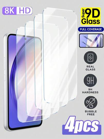 4pcs High-Definition Tempered Glass Screen Protector, Compatible With Galaxy A14 5G/A15/A23/A34/A35/A54/S23 FE/A55/Galaxy S21/S22/S23/S24 Ultra/S25 Ultra/S26 Ultra, Provides A Smooth Touch And Visual Experience With A Glossy Surface, Reduces Fingerprint Residue. Scratch-Resistant, Anti-Fall, Anti-Scratch, No Fingerprint Residue, No Impact On Screen Clarity, Smooth Touch Operation. Precisely Fitted Edges, Secure Installation.