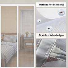 磁性白色防蚊纱门，高强度玻璃纤维材质，耐磨耐热，免钻孔胶带安装，夏季家用防蚊用品，适用于卧室、客厅、玄关、阳台等场所，易于拆卸和清洁 - 白色玻纖 - 查看 2