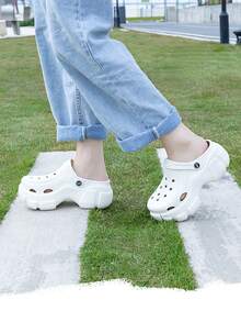 厚底高帮镂空凉鞋，EVA防滑沙滩拖鞋 - 白色 - 查看 7