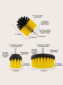 Bộ 3 bàn chải chà điện, bàn chải gắn máy khoan, bàn chải tròn bằng nhựa để làm sạch thảm, kính, lốp xe hơi, bàn chải nylon. - tròn - Xem 4