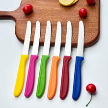 3/6pcs Cutlery Knife Set, Includes Tomato Knife, Steak Knife, Dessert Knife, Bread Knife, Snack Knife, Breakfast Knife, Kitchen Knives With Wavy Blade Edge, Suitable For Home Kitchen, Dining Table, Restaurant, Christmas Gift, Thanksgiving Gift, New Year Gift - Multicolor - View 1
