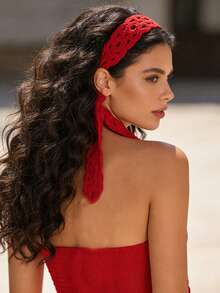 1条女士发带，纯色针织蕾丝边，休闲沙滩度假风夏季发饰沙滩发带 - 多色 - 查看 12