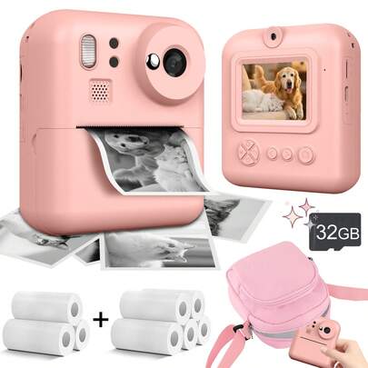 Cámara instantánea para niños HD 1080P de 4800MP, batería de 1300mAh, 2 modos de impresión, zoom 8X | Regalo perfecto para niños y niñas de 6 a 14 años, fotografía divertida, juego creativo, diseño amigable para niños, herramienta peculiar, impresión de alta calidad, cámara compacta, cámara HD, impresora de fotos instantánea, adecuada para jóvenes fotógrafos, proyectos escolares, Mundial, San Valentín, Año Nuevo, Eid, cumpleaños, regalos de fiesta