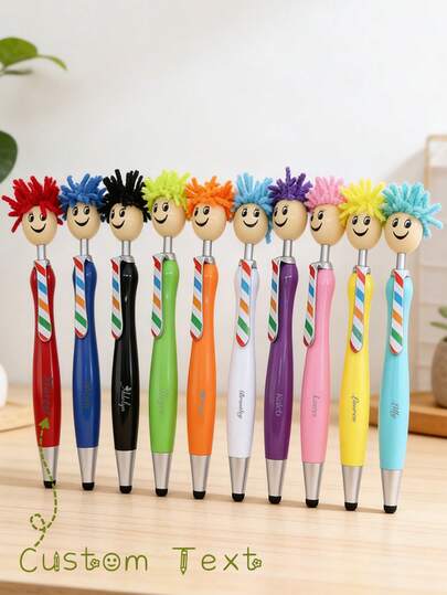 1pc Custom Ballpoint Pen, Multifunctional Cartoon Ballpoint Pen, Plush Ballpoint Pen, Stylus Pen, Personalized Engraved Logo, Custom Design, Personalized Style, Unique Style, Custom Personalized Wedding Gift, Personalized Name Pen, Personalized Pen, Ideal Custom Gift For Women/Men, Colorful, Cute, Vintage Style, Cartoon Style, Kawaii, Custom Design, Personalized, Unique Style