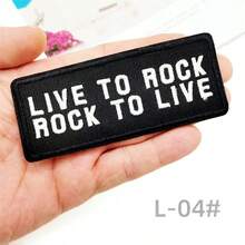 5片黑色字母刺绣贴片，酷炫的修补和装饰贴片，适用于背包，只需熨烫到衣服上即可轻松进行DIY项目 - B-黑色 - 查看 9