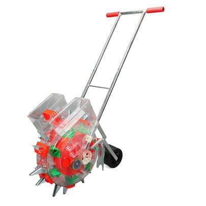 Sembradora Manual De Maiz Multiusos, Sembradora Y Fertilizadora Manual 2 En 1 Agricola, Rodillo De Sembradora De Jardín, Sembradoras De Semillas Y Abonos Fertilizante De Maiz Cacahuete, Soja Y Guisante, Sembrador Con Rodillo De Empuje Portatil, Empuje Manual Sembradora Herramientas De Jardinería