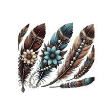 1片/2片/3片装波西米亚羽毛热转印贴片，DIY熨烫布贴，适用于T恤、连帽衫、棒球帽、帆布包等。 - L+S - 查看 2