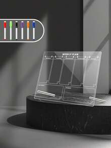 1pc Acrylic Weekly Planner Desk Memo Board (6 Whiteboard Markers Included), Reusable Dry Erase Writing Board For Office - Desktop Board - View 1