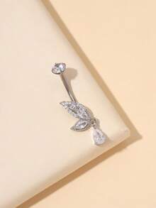 1 pieza Anillo de ombligo de titanio con diseño de mariposa a la moda, apto para uso diario - Plateado - Ver 4