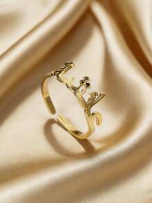 Open Adjustable Custom Arabic Name Rings For Women Men 18K Gold Plated Stainless Steel Ring Waterproof Arac Style Customized Jewelry Daily Wear - Multicolor - View 4