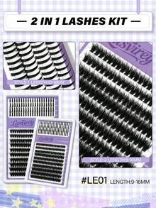 Lasvirey 200片装自然奢华交叉睫毛簇，纤细柔软单根睫毛，9-16毫米，DIY簇状睫毛，蓬松浓密3D仿貂毛睫毛，自然妆效，可重复使用，适合大多数眼型 - 查看 4