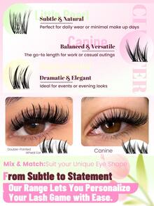 Eimny EIMMY Lash Clusters Kit ,3Style Ultra Lightweight And Comfy, Wispy Fairy Fluffy Eyelash Clusters Anime Cosplay Individual Lash CD Curve 10-16Mm Full Tool Set With Glue, Tweezers, Brushes,Lightweight & Reusable - Multicolor - View 3