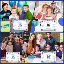 Eiurteao Large 16th Birthday Guest Book Card With Envelope Decorations For Boys, Blue Silver Happy 16 Birthday Signature Book Jumbo Card Party Supplies, Giant Sweet Sixteen Bday Greeting Card Decor - ColorB - 查看 5