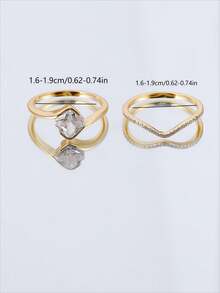 2pcs S925 Sterling Silver 1.2CT Moissanite Minimalist Pave Diamond Stackable Ring Set, Bridal Wedding Engagement Ring, Valentine's Day Gift - Multicolor - View 9