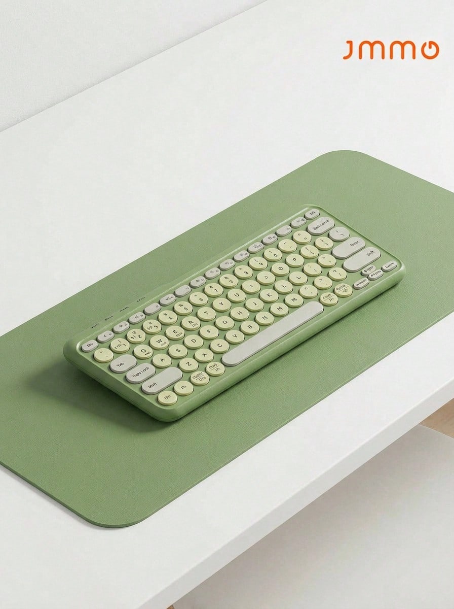 JMMO Wireless Keyboard, 2.4GHz USB Wireless Keyboard With 79-Keys Dual Mode Round Keys, Slim & Lightweight - Green - View 1