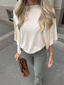 Femmes Mejors Tricot Lâche Couleur Unie Décontracté, Couleur Abricot, Convient pour l'Automne/Hiver, Trajet Quotidien et Style de Rue - Nude - Voir 9