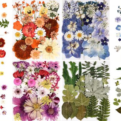 Colorful Embossed Resin Molds With Real Dried Flower Leaves For Resin Jewelry Making, Dried Flowers For Scrapbooking, DIY Soap And Candle Making, And Nail Decorations.