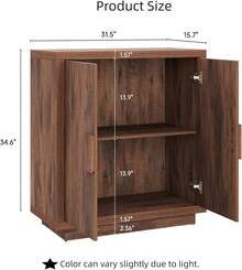 ONBRILL Buffet Cabinet With Storage, 63" Mid-Century Modern Sideboard Cabinet With 4 Doors & Shelves, Wooden Kitchen Coffee Bar Credenza Storage For Living Room, Dining Room, Hallway, 32'' Wide / 63" Wide - 31 inch Brown - 查看 2