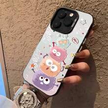 Minimalist IMD Case With Colorful Silver Finish, Compatible With Various Phone Models - Bolita Negra Divertida - Plateada - 查看 3