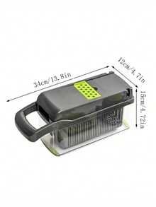 1件装多功能厨房蔬菜切割器，便携式易清洗切片器、切丝器、切丁器、刨丝器 - 灰色 - 查看 4