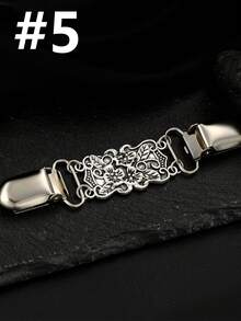 Prendedor de cinto vintage feminino para suéter/cardigã - Estampa de folha prateada. Ideal para usar com suéteres, xales, cardigãs, cachecóis e golas. Perfeito para presentear no dia a dia. - Prata - Ver 14