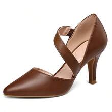 Women's Heeled Pumps Elegant Pointed Toe Stiletto Heel Shoes For Work Office/Wedding/Dancing - Brown - View 6