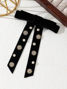1 pieza Elegante diseño de lazo grande, adornado con brillantes diamante de imitación, cinta de tela hecha a mano, broche de mujer, accesorio de joyería, adecuado para uso diario, regalo para ocasiones - clásico - Ver 9