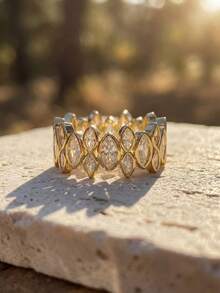 1 pieza Anillo de eternidad de plata de ley S925, regalo de joyería elegante para mujeres - Anillos apilados de ojo de caballo - Ver 3