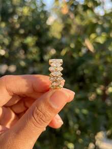 1 pieza Anillo de eternidad de plata de ley S925, regalo de joyería elegante para mujeres - Anillos apilados de ojo de caballo - Ver 4