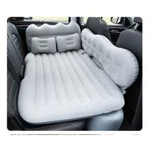 High-Value Comfortable Inflatable Car Bed, Car Accessory With Soft And Skin-Friendly Flocking And Foldable Design, Suitable For Camping, Beach Trips, Outdoor Picnics, Road Trips, As A Pool Inflatable Bed And Party Inflatable Bed - 灰色的 - 查看 2