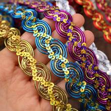 2/5 Inch Sequin Woven Trim Ribbon, Multi-Color Options, Suitable For Sewing, Clothing Edging Decor, Hat Embellishment, Dance Costume Decoration, Applicable For DIY Clothing, Home Decor, Garment Making, Gift Packaging And Beginner Sewing - Multicolor - View 3