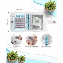 1pc Cash Savings Passbook, PVC Cover 3-Ring Binder - Pink - View 2