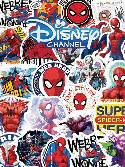 Disney 50 قطعة/مجموعة ملصقات سبايدر مان الرسمية، ملصقات ديكورية بشخصيات كرتونية للألبوم الصور والمفكرة والديكور اليدوي