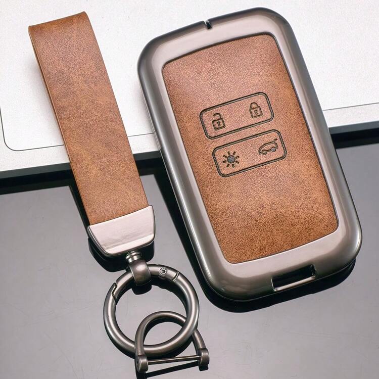 Zinc Alloy Leather Key Case For Renault Captur Koleos Kadjar Arkana Megane Dacia Duster Sandero Stepway Key Holder Cover Chain - A - View 8